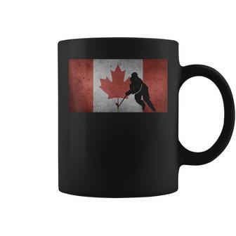 Canadian Hockey Player Canada Flag Maple Leaf Ice Skating Coffee Mug | Mazezy