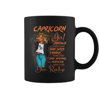 Capricorn Girl Knows More Than She Says For Black Women Coffee Mug - Thegiftio UK