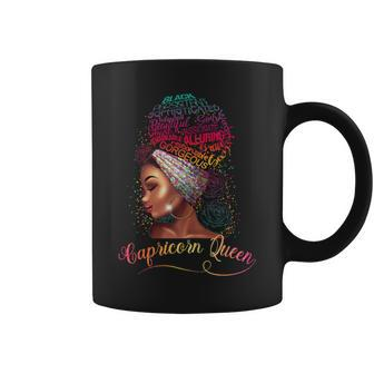 Capricorn Queen Afro January December Melanin Birthday Coffee Mug | Mazezy