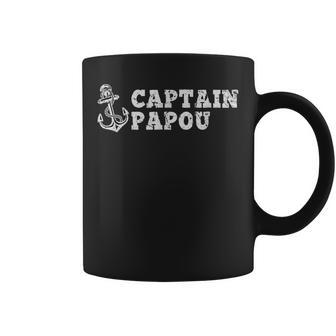 Captain Papou Sailing Boating Vintage Boat Anchor Funny Coffee Mug | Mazezy