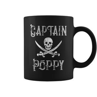 Captain Poppy Retro Personalized Pirate Pontoon Grandpa Coffee Mug | Mazezy