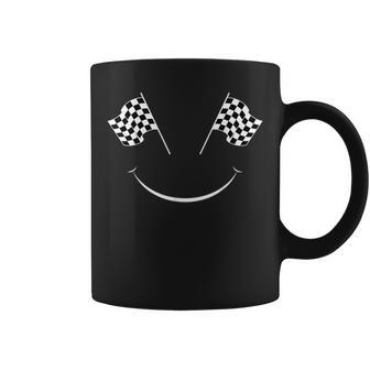 Car Racing Checkered Flag Smile Finish Line Automobile Racer Coffee Mug - Thegiftio UK
