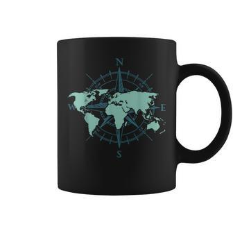 Cartography Traveler Travelling Compass World Map Coffee Mug | Mazezy