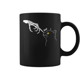Cat Black Lover Skeleton Hand Boop Funny Halloween 2023 Coffee Mug - Monsterry