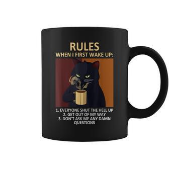 Cat Drinking Coffee Kitten Lover Rules Pet Owner Coffee Mug - Thegiftio UK