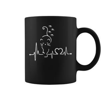 Cat Heartbeat Heart Beat For Mom Dad Kitty Cat Lovers Coffee Mug | Mazezy