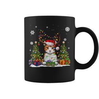 Cat Lovers Cute Eagean Cat Santa Hat Ugly Christmas Sweater Coffee Mug - Seseable