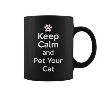 Cat Lovers Keep Calm And Pet Your Cat Cute Coffee Mug | Mazezy