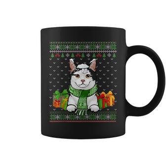Cat Lovers Manx Cute Cat Santa Hat Ugly Christmas Sweater Coffee Mug - Monsterry UK