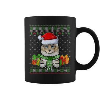 Cat Lovers Ragdoll Cute Cat Santa Hat Ugly Christmas Sweater Coffee Mug - Monsterry UK