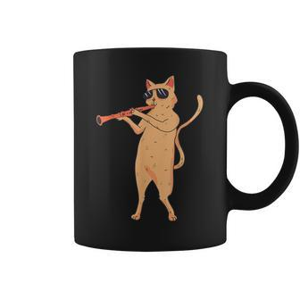 Cat Playing The Clarinet For Kitty Lover Coffee Mug | Mazezy