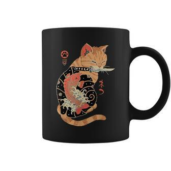 Cat Samurai Japanese Samurai Ninja Cat Kawaii Tattoo Coffee Mug - Thegiftio UK