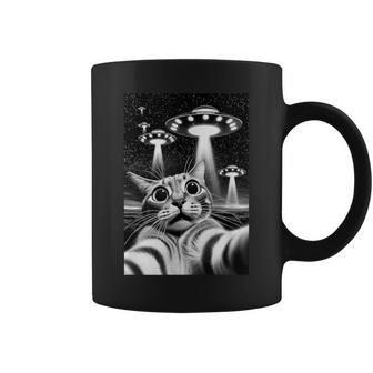 Cat Ufo Invasion Meme Retro Alien Cat Ufo Selfie Coffee Mug - Thegiftio UK