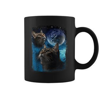 Cats Howl At Moon Funny Vintage Three Cat Howling Wolf Meme Coffee Mug | Mazezy