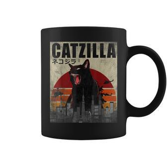 Catzilla Funny Cat Japanese Sunset Coffee Mug | Mazezy