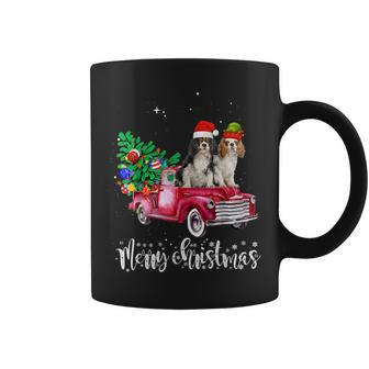 Cavalier King Charles Spaniel Christmas Ride Red Truck Coffee Mug | Mazezy