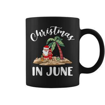 Celebrate Christmas In June With Funny Santa Surfboard Coffee Mug - Seseable