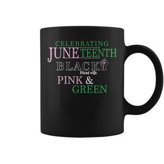 Celebrating Junenth 1865 Black Mixed With Pink And Green Coffee Mug - Seseable