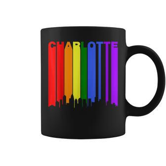 Charlotte North Carolina Lgbtq Gay Pride Rainbow Skyline Coffee Mug | Mazezy