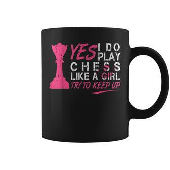Chess Play A Girl Chessboard Club For Grand Master Coffee Mug | Mazezy