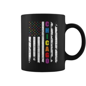 Chicago Illinois Lgbtq Gay Pride Month American Flag Rainbow Coffee Mug | Mazezy