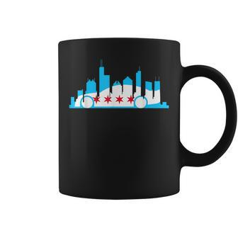 Chicago Skyline Race Car Chicago Flag Coffee Mug | Mazezy