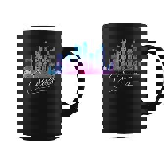 Chicago Watercolor Skyline Illinois State Coffee Mug | Mazezy
