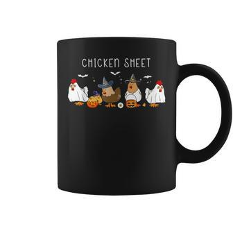 Chicken Sheet Halloween Ghost Chickens Farm Animal Lover Coffee Mug - Seseable