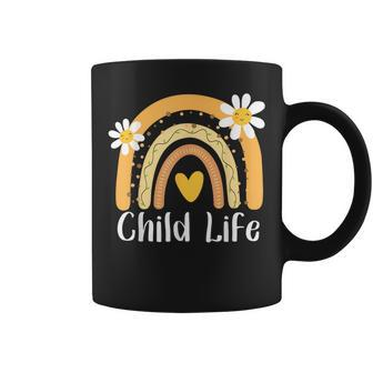 Child Life Pediatric Rainbow Hearts Flowers Retro Groovy 70S Coffee Mug - Seseable