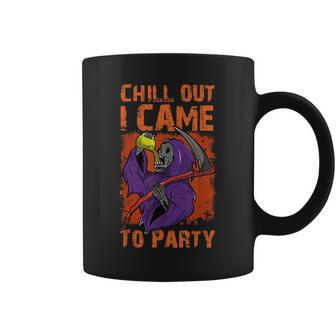 Chill Out I Came To Party Retro Scythe Grim Reaper Halloween Halloween Funny Gifts Coffee Mug | Mazezy