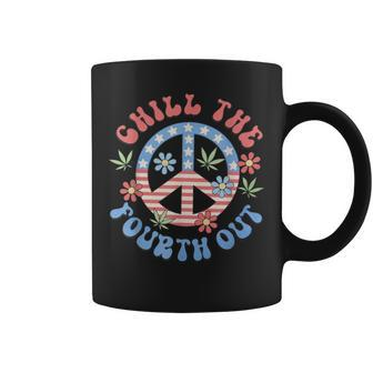 Chill The Fourth Out Peace Sign Floral 4Th Of July Patriotic Patriotic Funny Gifts Coffee Mug | Mazezy