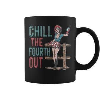 Chill The Fourth Out Retro Western Cowgirl Happy 4Th Of July Coffee Mug | Mazezy