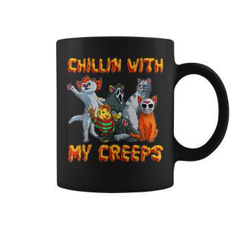 Chillin With My Creeps Cat Horror Movies Serial Killer Movies Coffee Mug | Mazezy