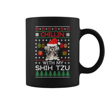 Chillin With My Shih Tzu Santa Ugly Christmas Sweater Coffee Mug - Seseable
