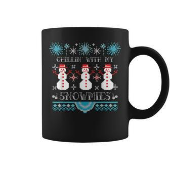 Chillin With My Snowmies Ugly Christmas Sweater Pajama Coffee Mug - Monsterry
