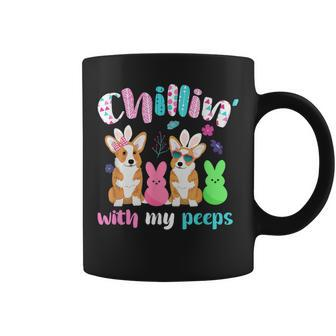 Chillin With My Peeps Funny Bunny Corgi Dog Easter Corgi Funny Gifts Coffee Mug | Mazezy