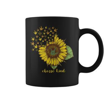 Choose Kind Sunflower Deaf Asl American Sign Language Coffee Mug | Mazezy