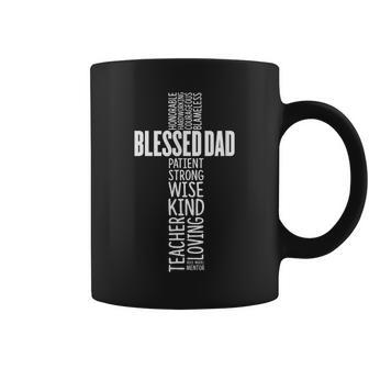 Christian Blessed Dad Cross Fathers Day Gift For Mens Coffee Mug | Mazezy