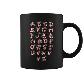 Christmas Alphabet Candy Cane X-Mas Holiday Teacher Coffee Mug - Monsterry