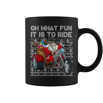 Christmas Biker Santa Motorcycle Oh What Fun It Is To Ride Coffee Mug - Thegiftio UK