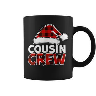 Christmas Cousin Crew Santa Hat Buffalo Plaid Red Xmas Coffee Mug | Mazezy