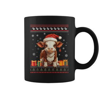 Christmas Cow Santa Hat Ugly Christmas Sweater Coffee Mug - Monsterry UK