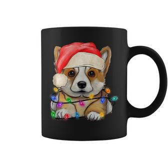Christmas Fairy Lights Corgi Dog Puppy Coffee Mug | Mazezy