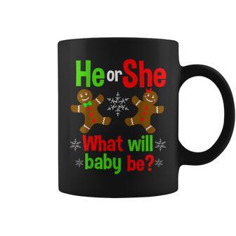 Christmas Gender Reveal Gingerbread Cookie He Or She Baby Coffee Mug - Monsterry DE