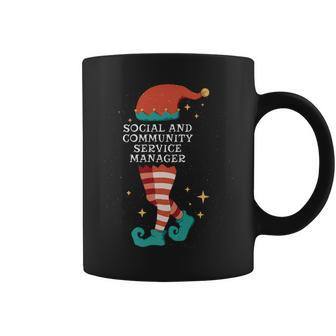 Christmas Gnome Xmas Social And Community Service Manager Coffee Mug | Mazezy