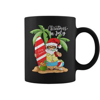 Christmas In July Funny Santa Summer Watermelon Vacation Coffee Mug - Seseable