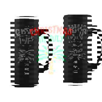 Christmas In July Palm Tree Lights Tropical Summer Christmas Coffee Mug | Mazezy