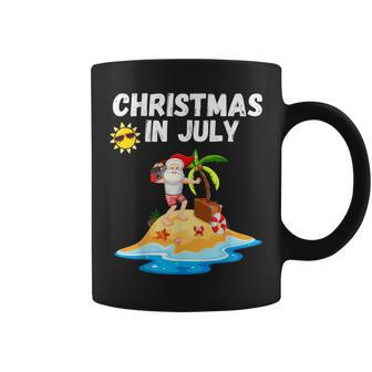 Christmas In July Santa Hat Sunglasses Summer Celebration Summer Funny Gifts Coffee Mug | Mazezy