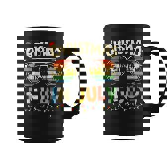 Christmas In July Santa Hat Sunglasses Summer Vacation Vacation Funny Gifts Coffee Mug | Mazezy