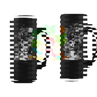 Christmas In July Snowman On Palm Tree Tropical Beach Coffee Mug - Monsterry